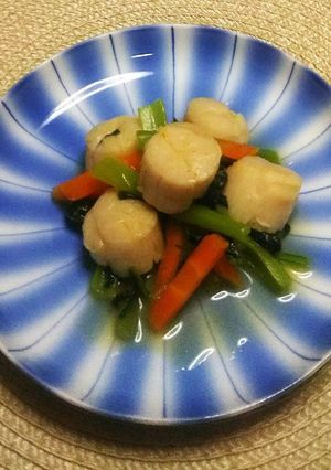 ホタテと小松菜とにんじんの中華炒め-レシピのメイン写真