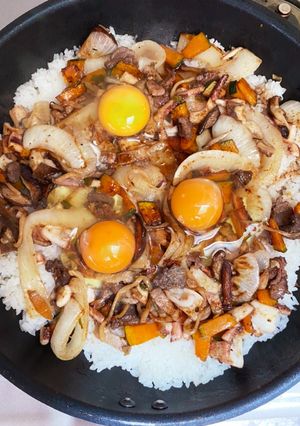 BBQで焼いて残ったお肉と野菜でビビンバ-レシピのメイン写真