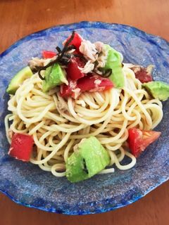 ツナトマト+アボカド塩昆布de冷製パスタ-レシピのメイン写真