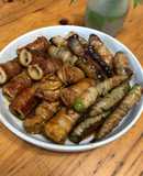 4種のガッツリ肉巻きナス竹輪オクラ薄揚げ