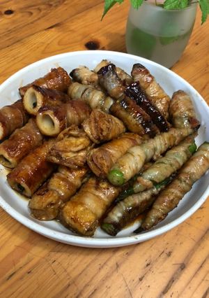 4種のガッツリ肉巻きナス竹輪オクラ薄揚げ-レシピのメイン写真