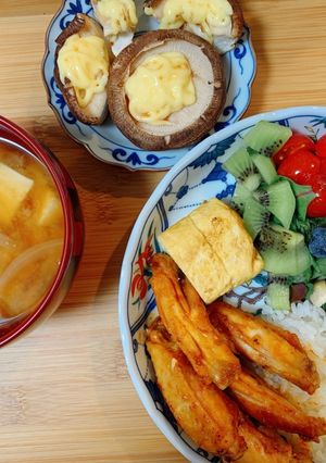 手羽中のピリ辛炒め、ワンプレートごはん-レシピのメイン写真