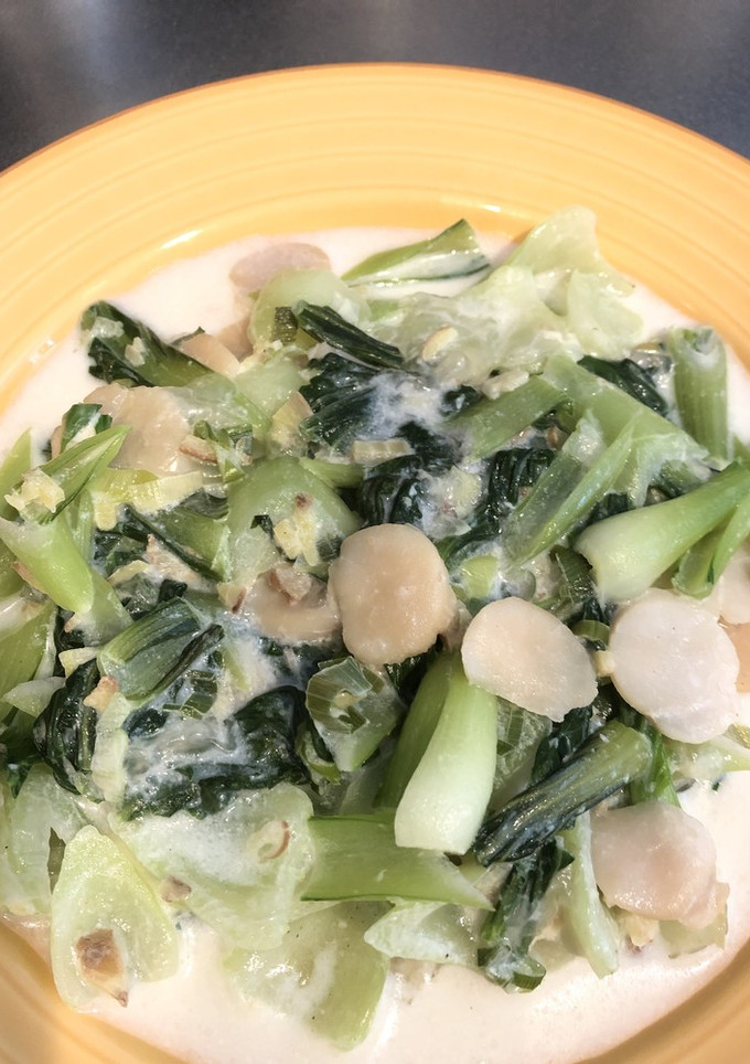青梗菜とほたて貝柱のミルク炒め煮-レシピのメイン写真