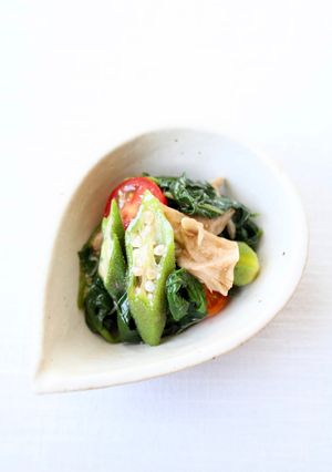夏和え物【オクラとモロヘイヤのぽん酢和え-レシピのメイン写真