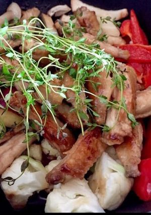 手羽先と彩り夏野菜の蒸し焼き-レシピのメイン写真