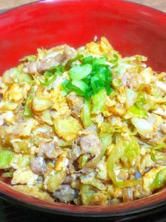 無限キャベツ 金のキャベツ炒め卵とじご飯-レシピのメイン写真