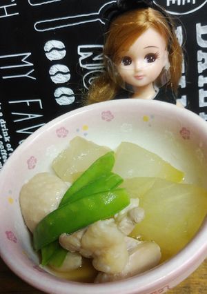 リカちゃん♡冬瓜と鶏肉 絹さやの煮物-レシピのメイン写真