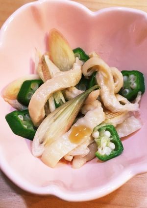 みょうが&オクラで!鶏皮ポン酢-レシピのメイン写真