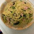 フライパン一つ小松菜ベーコンスープパスタ