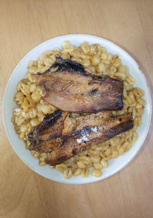 缶詰で100%押し麦の豆板醤味噌 鰯麦飯-レシピのメイン写真