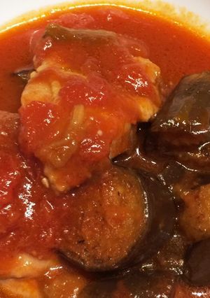 なすびと鳥モモのトマト煮-レシピのメイン写真