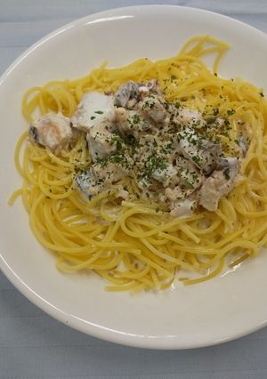 鮭缶DEクリームスパゲティ-レシピのメイン写真
