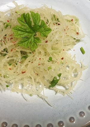 寒天　天草　和え物　夏バテ解消　便秘解消　ゴーヤの葉っぱ-レシピのメイン写真