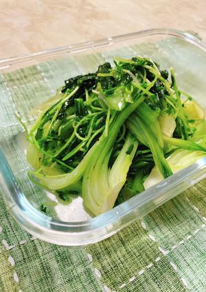 時短☆豆苗とチンゲン菜の青菜炒め-レシピのメイン写真