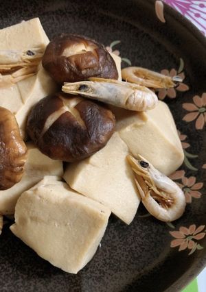 乾燥海老☆椎茸の高野豆腐煮物(無水鍋QC-レシピのメイン写真