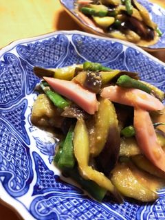 なす/いんげん/魚肉ソの甘辛味噌炒め-レシピのメイン写真