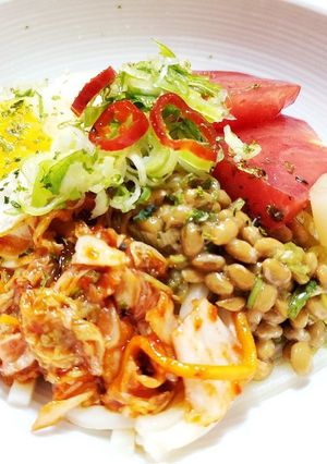 キムチ納豆うどん-レシピのメイン写真