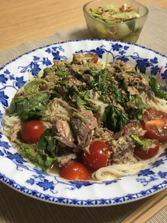 サバ缶とプチトマトの冷やしそうめん-レシピのメイン写真