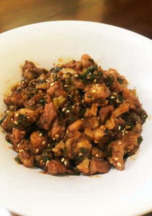 ご飯のお供に、豚バラと分葱の甘辛味噌炒め-レシピのメイン写真