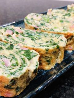 モロヘイヤとベーコンの卵焼き♡-レシピのメイン写真