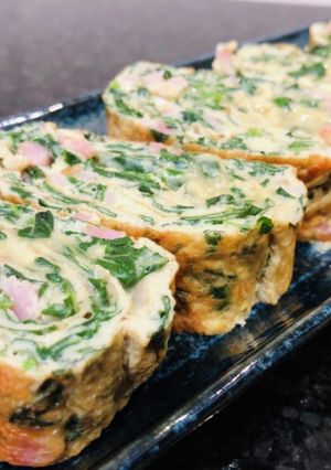 モロヘイヤとベーコンの卵焼き♡-レシピのメイン写真