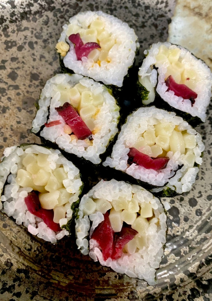海苔巻きシリーズ！揚げ玉うどんしば漬巻き-レシピのメイン写真
