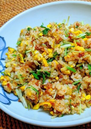 中華肉味噌そぼろと水菜のチャーハン-レシピのメイン写真