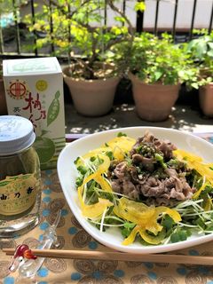 牛肉の冷しゃぶ・柚子胡椒オクラもずくダレ-レシピのメイン写真