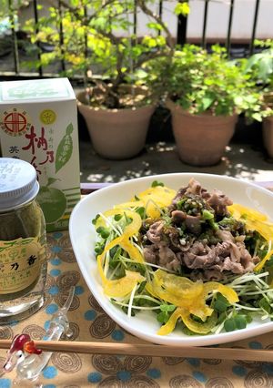 牛肉の冷しゃぶ・柚子胡椒オクラもずくダレ-レシピのメイン写真