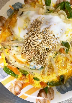 全てレンジキムチ卵焼うどん味豚平焼き風-レシピのメイン写真