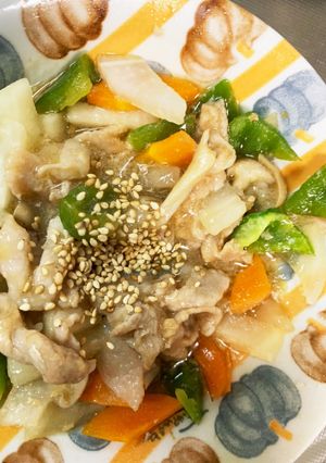 レンジ大根豚こま生姜焼き味青椒肉絲風-レシピのメイン写真