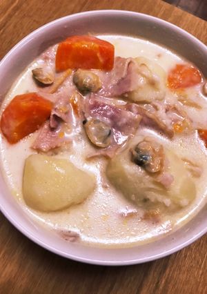 ゴロゴロ野菜のクラムチャウダー-レシピのメイン写真