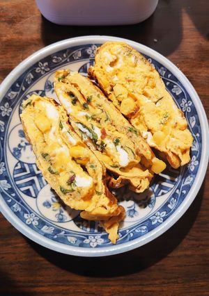 刻み大葉とコーンのだし巻き卵焼き✾✿✾✿-レシピのメイン写真