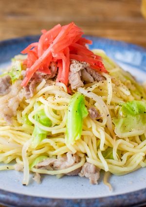 電子レンジで!豚バラ塩レモン焼きそば☀-レシピのメイン写真