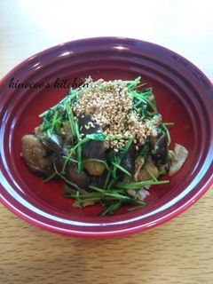 ナスと豚肉と豆苗のオイスター丼-レシピのメイン写真