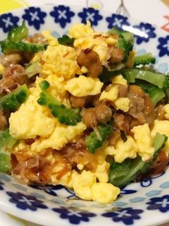 ゴーヤと炒り卵の納豆和え-レシピのメイン写真