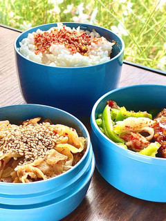 タロの弁当11 キムチ炒め、カニカマピー-レシピのメイン写真