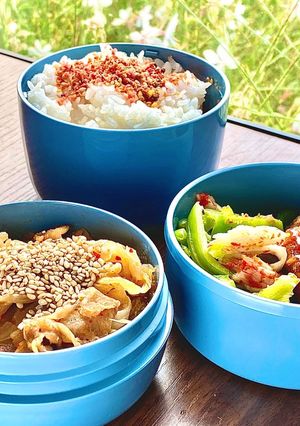 タロの弁当11 キムチ炒め、カニカマピー-レシピのメイン写真