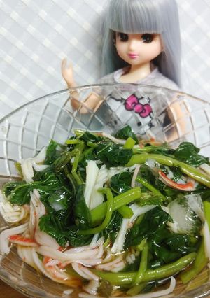 リカちゃん♡モロヘイヤとカニカマの酢の物-レシピのメイン写真