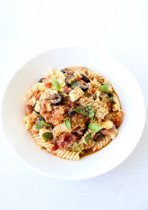 【ミニトマトソースの具沢山冷製パスタ】-レシピのメイン写真