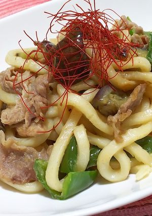 なすとピーマンの甘味噌 焼きうどん-レシピのメイン写真