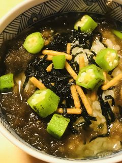 お茶漬けの素●オクラ&トロロ昆布の茶漬け-レシピのメイン写真