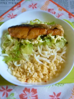 醤油うどん風冷やしうどん16~紅鮭載せ-レシピのメイン写真