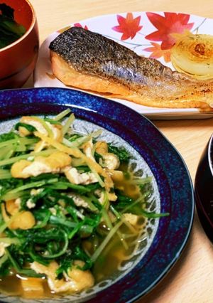 5分で☆水菜と揚げの煮浸し-レシピのメイン写真