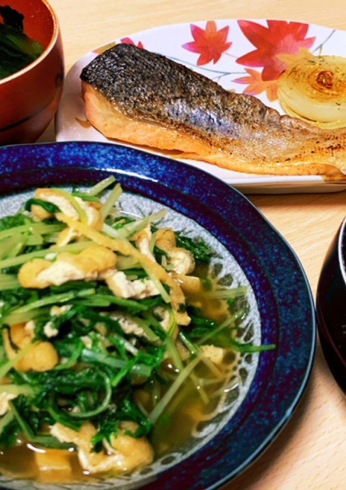 5分で☆水菜と揚げの煮浸し-レシピのメイン写真