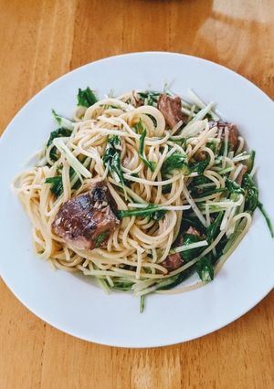 サバ缶☆水菜の和風パスタ-レシピのメイン写真