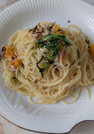 簡単！塩こんぶとツナとみかんの冷製パスタ-レシピのメイン写真