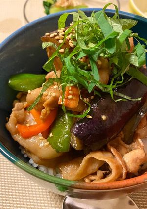 味噌豚なす丼*+-レシピのメイン写真