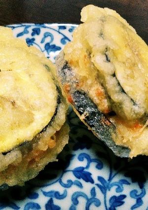 ナスのひき肉挟み天ぷら-レシピのメイン写真