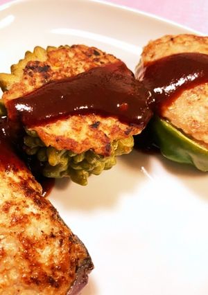 鶏ひき肉でいろいろ野菜肉詰め-レシピのメイン写真